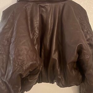 H&M Brown Leather Bomber Jacket